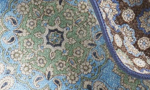 Edward Armah Paisley & Medallion Reversible Silk Pocket Circle In Sky