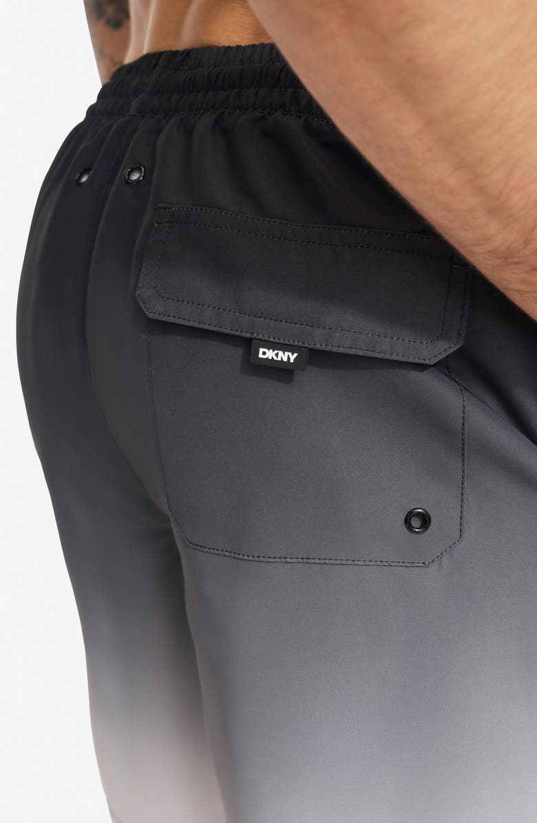 DKNY Core Volley Ombré Swim Trunks, Alternate, color, Black
