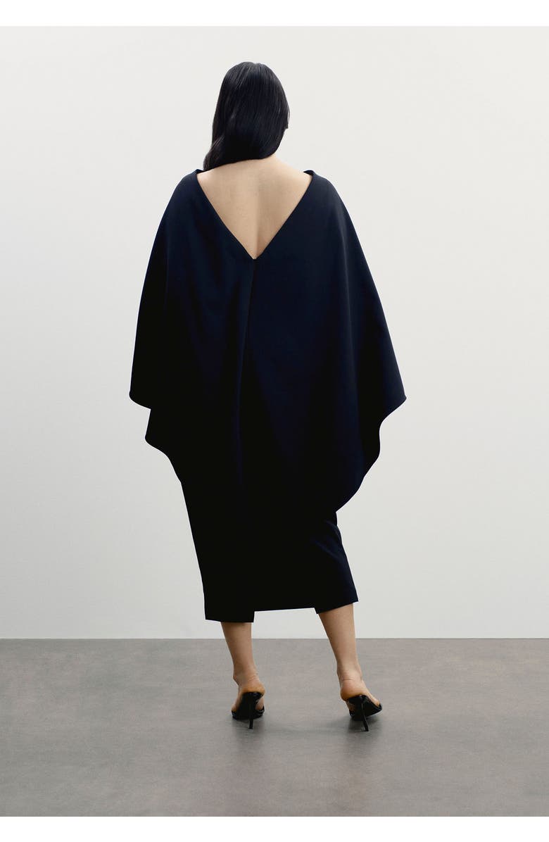 11 Honoré Structured Cape Midi Dress, Alternate, color, Black Beauty