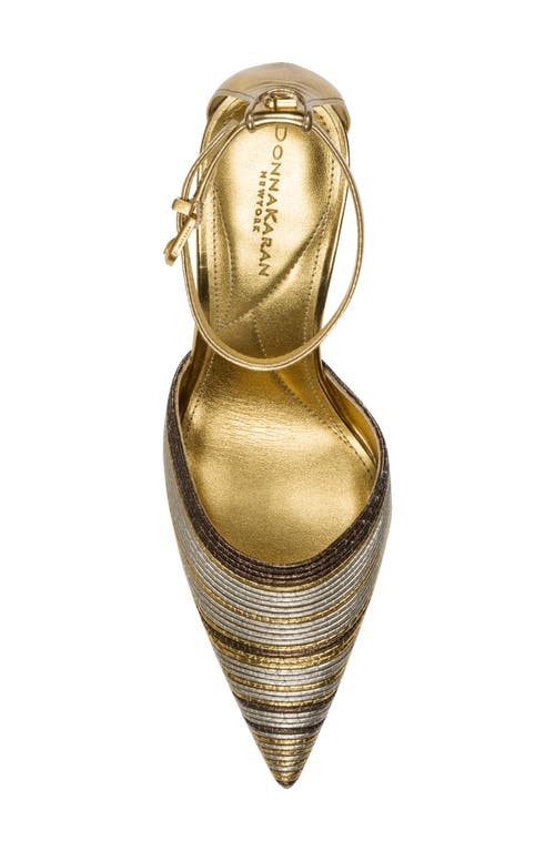 Donna Karan New York Patrica Ankle Strap Pointed Toe Pump In Gold