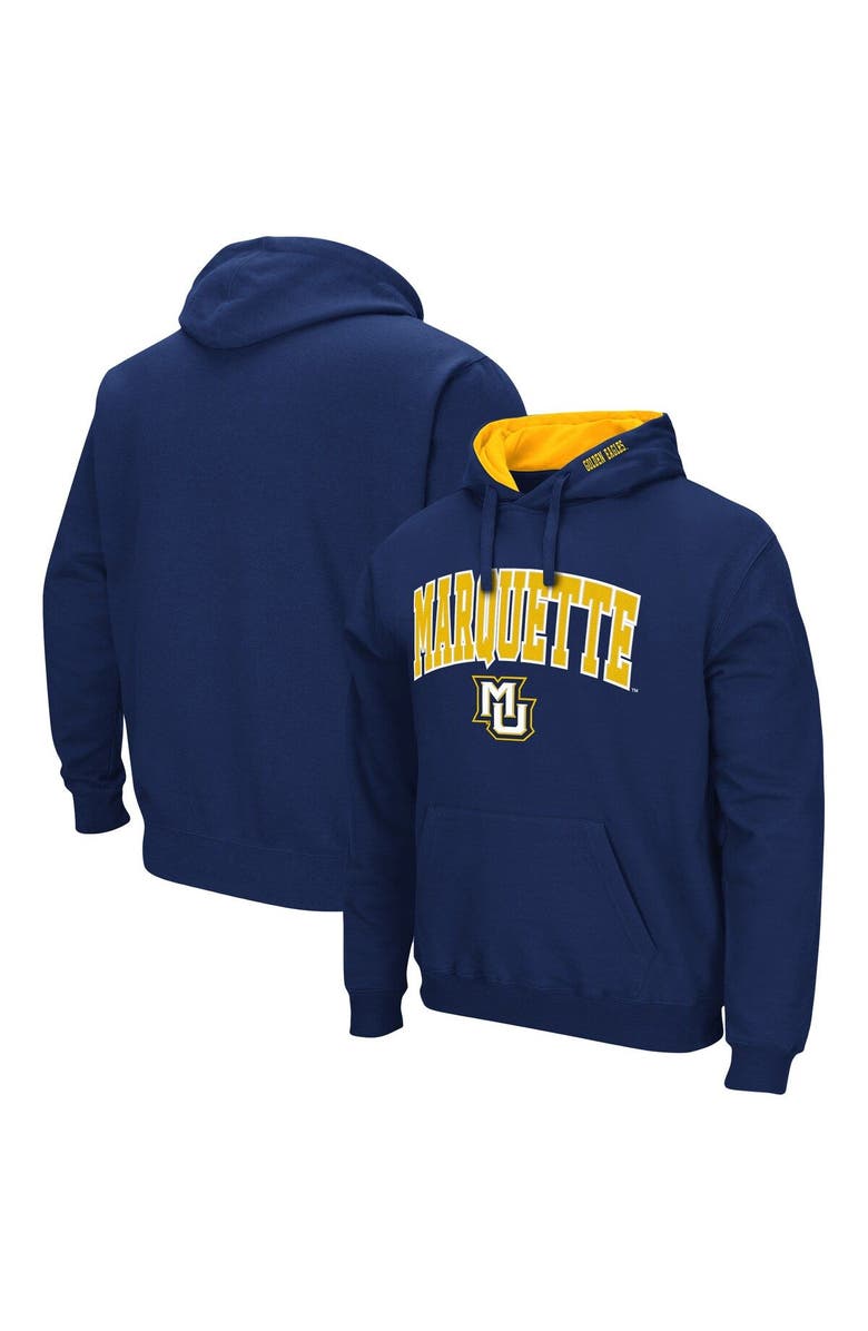 COLOSSEUM Men's Colosseum Navy Marquette Golden Eagles Arch and Logo Pullover Hoodie, Main, color, Navy