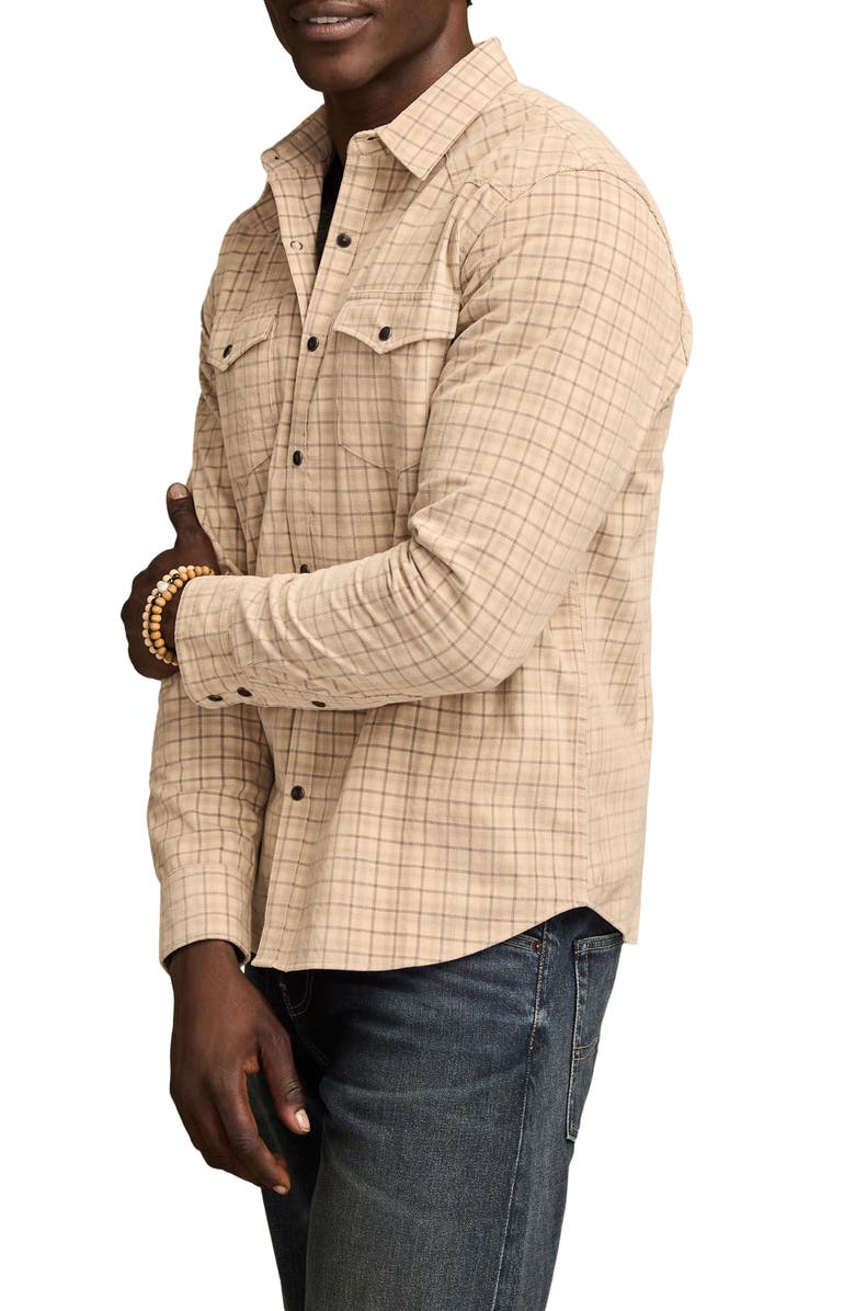 Lucky Brand Plaid Long Sleeve Corduroy Western Shirt, Alternate, color, Natural Multi