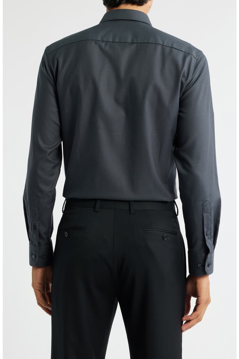 Slim Fit Structured Cotton Twill Dress Shirt, Alternate, color, BLACK