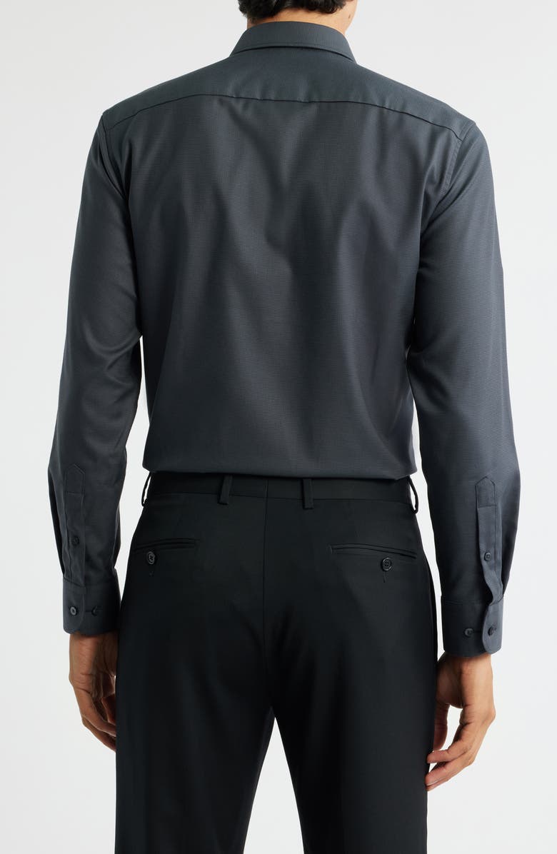 Eterna Slim Fit Structured Cotton Twill Dress Shirt, Alternate, color, Black