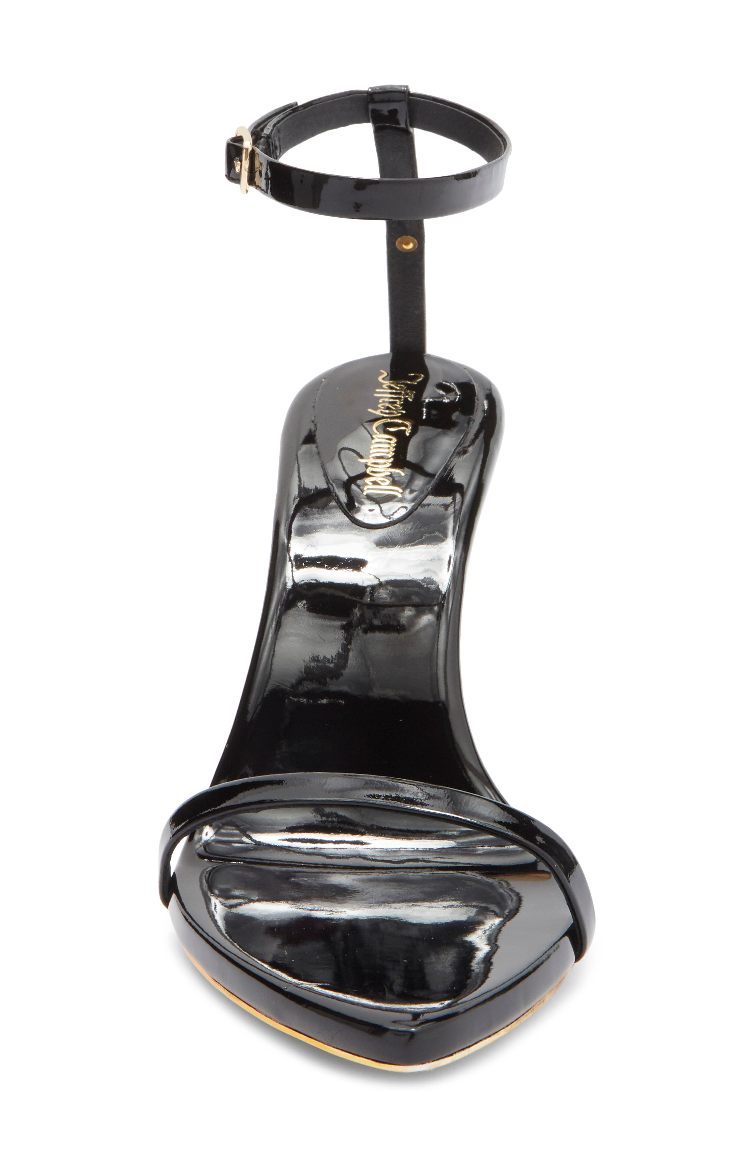 Jeffrey Campbell Obsession Ankle Strap Sandal, Alternate, color, Black Patent Gold