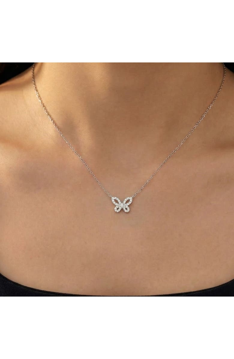 Bliss Diamond 1/2Ct Natural Diamond Butterfly Pendant 10k Gold Women's 18" Necklace, Alternate, color, 10K White Gold