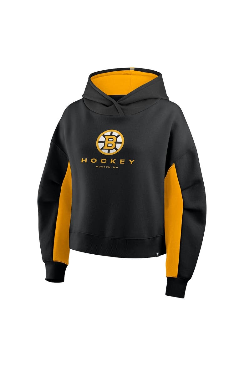 Women's Fanatics  Black Boston Bruins Back Check Boxy Hoodie, Alternate, color, Black