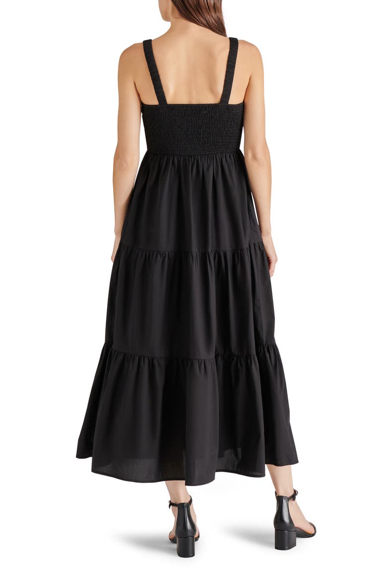 Eliora Tiered Cotton Sundress, Alternate, color, BLACK
