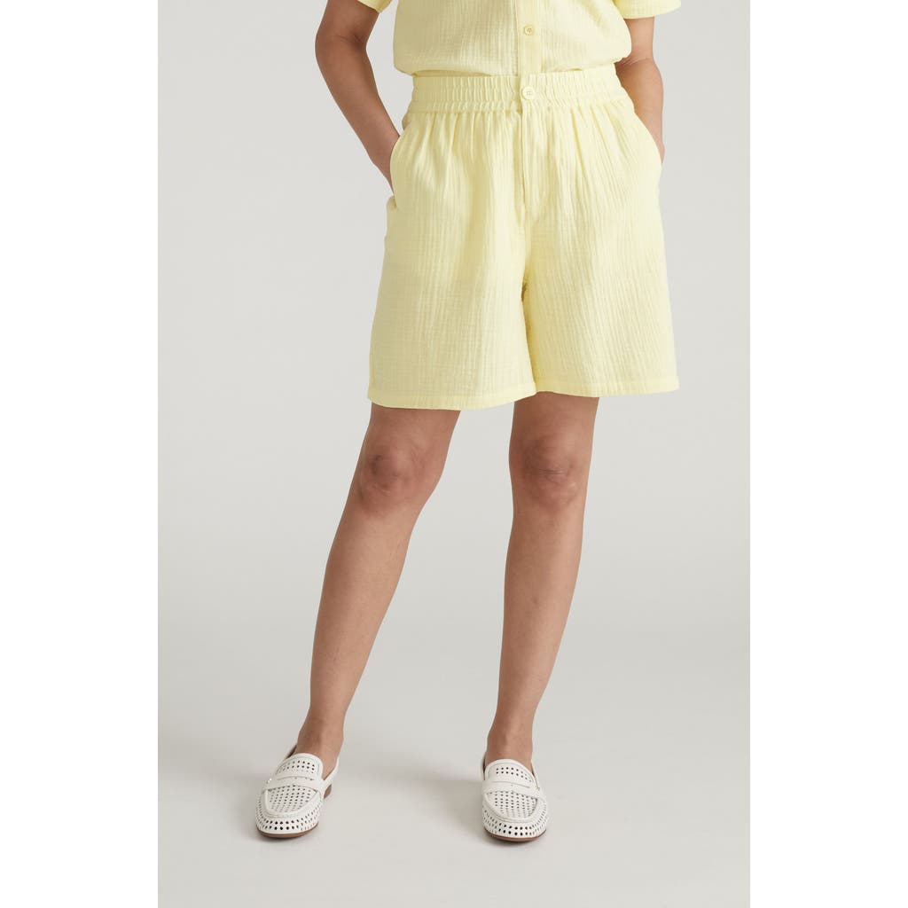 Universal Standard Cotton Gauze Beach Shorts In Yellow