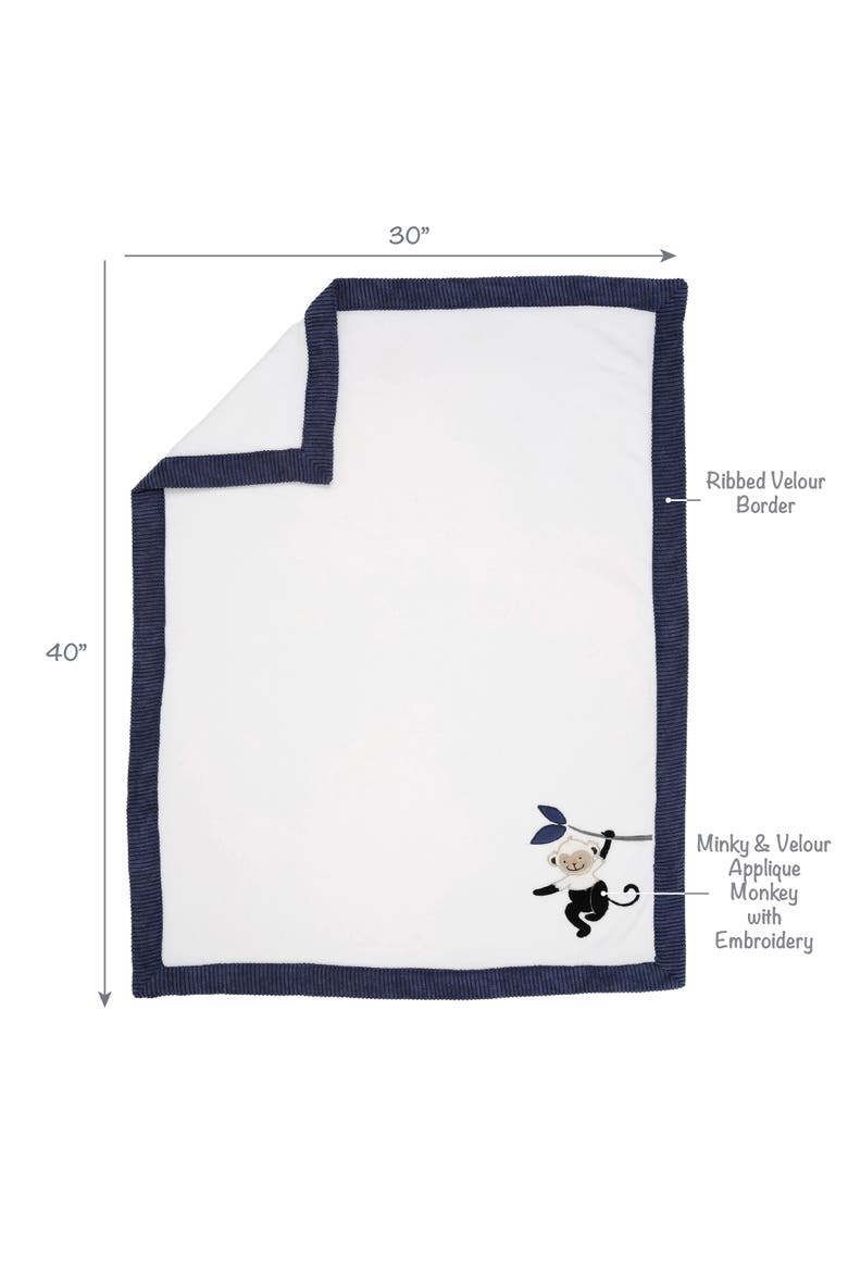 Jungle Party Monkey Soft Fleece Baby Blanket, Alternate, color, White