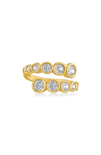 Cz By Kenneth Jay Lane Bezel Set Cubic Zirconia Bypass Ring In Clear Gold