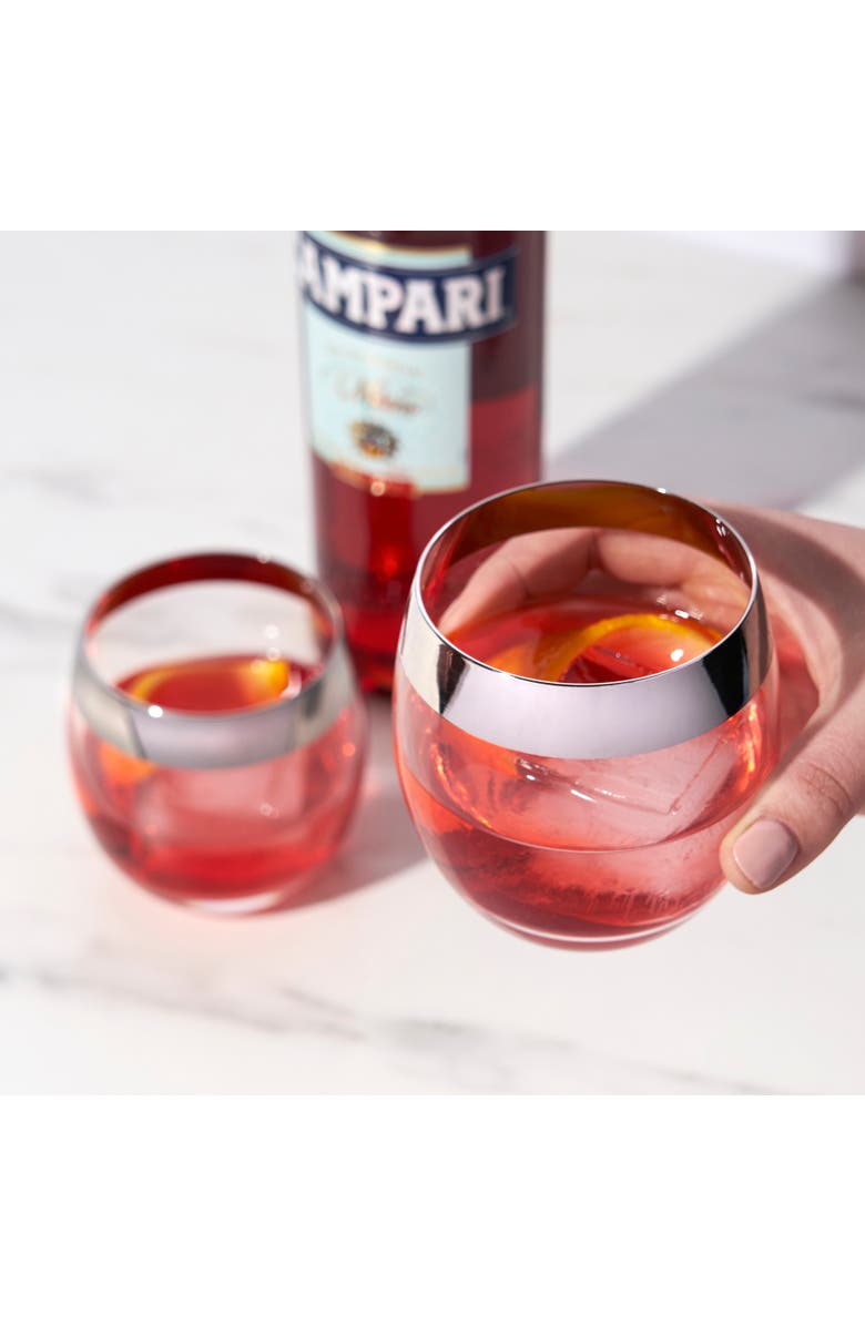 Viski Irving Crystal Tumblers with Chrome Rim Set of 2, Alternate, color, Clear