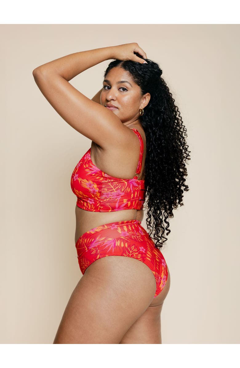 Kitty and Vibe High Hip Crossover Bikini Bottoms with Cheeky Coverage, Alternate, color, Maui