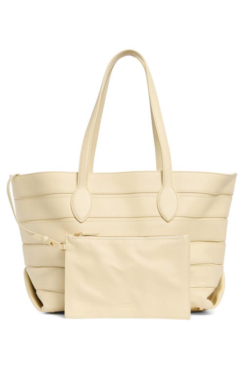Khaite Florence Stripe Leather Tote In Cream