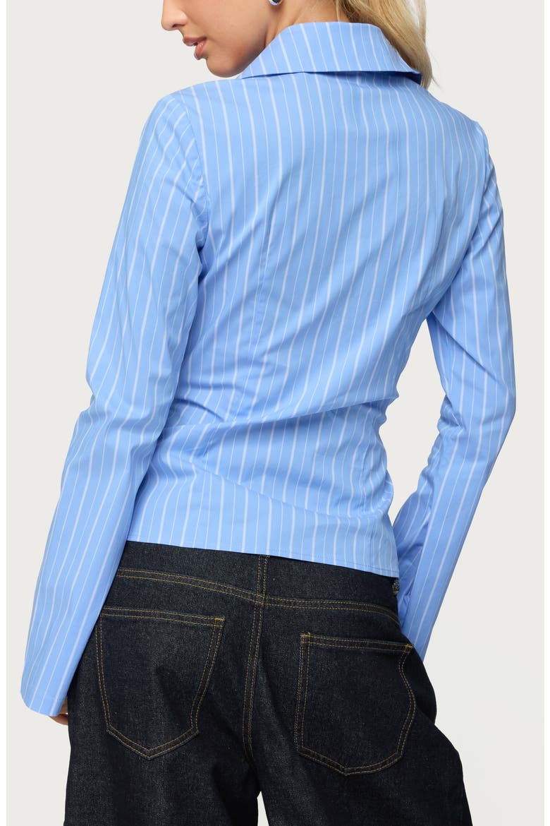 Pinstripe Tailored Button-Up Shirt, Alternate, color, BLUE