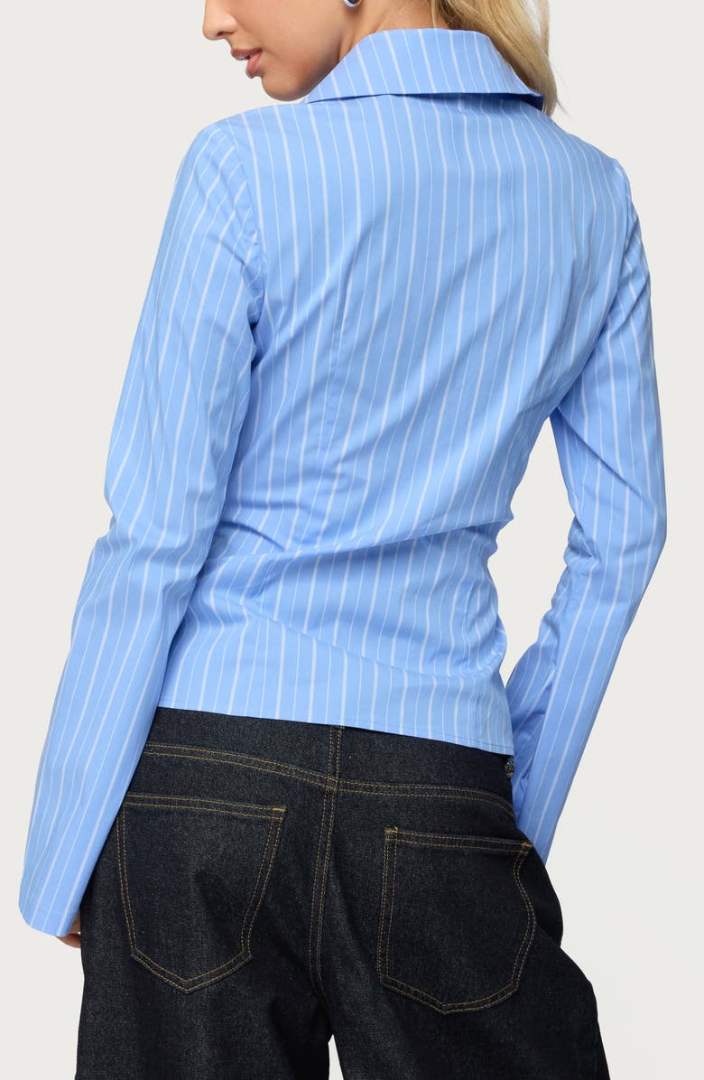 EDIKTED Pinstripe Tailored Button-Up Shirt, Alternate, color, Blue