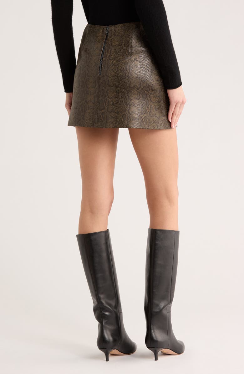 JASON WU Snakeskin Print Faux Leather Miniskirt, Alternate, color, Deep Olive Green/ Black Print