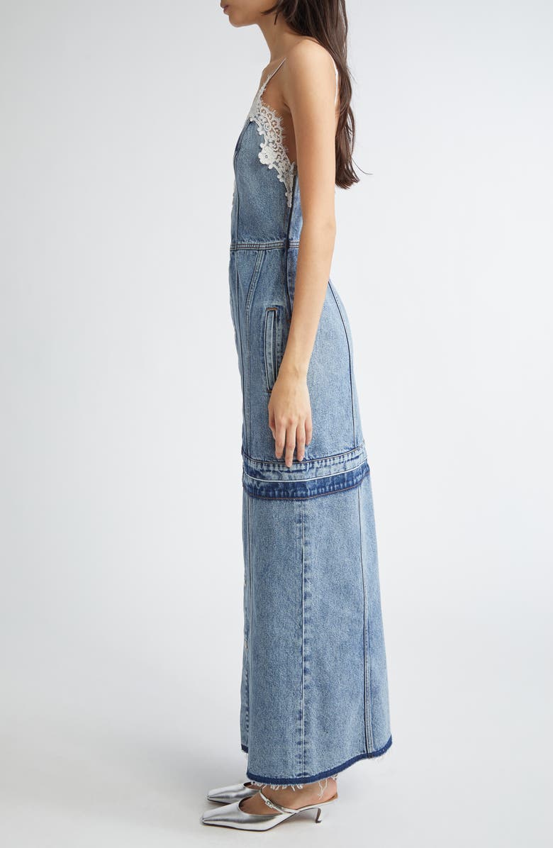 Stella McCartney Lace Trim Denim Maxi Dress, Alternate, color, Vintage Blue Denim