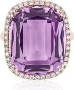 GOSHWARA Gossip Cushion Cut Blue Topaz & Diamond Cocktail Ring
