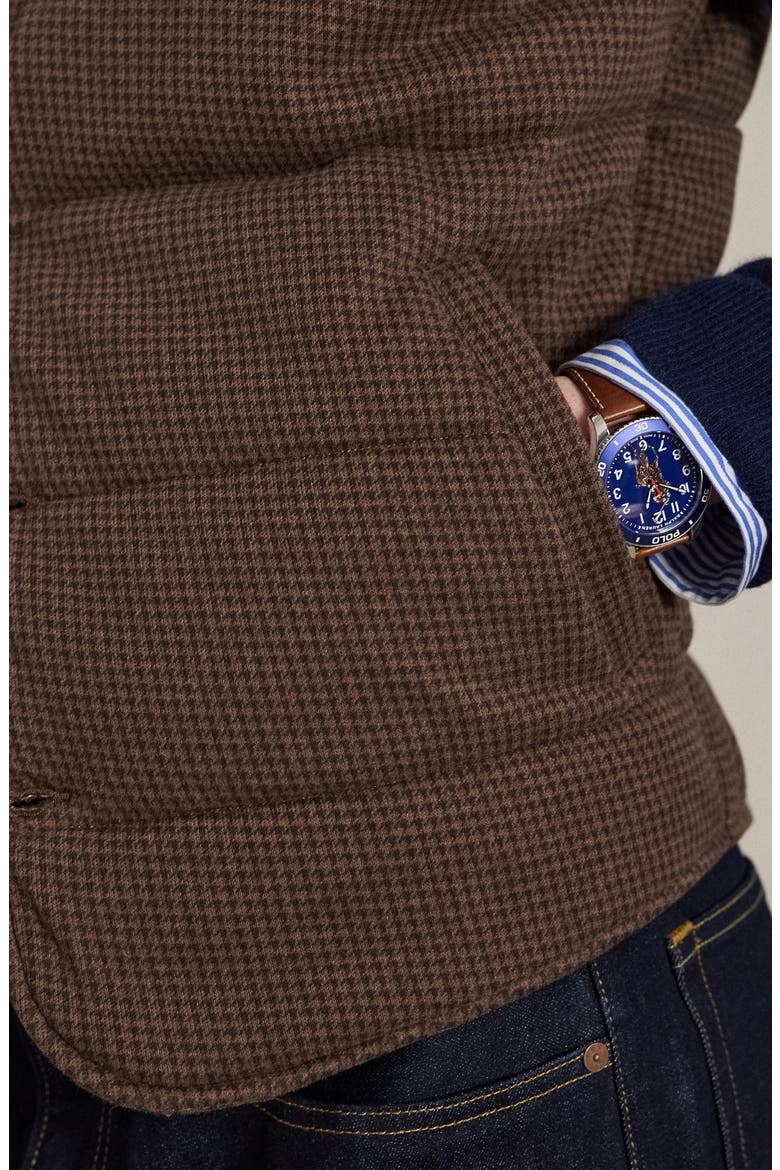 Houndstooth Jacquard Quilted Vest, Alternate, color, BROWN