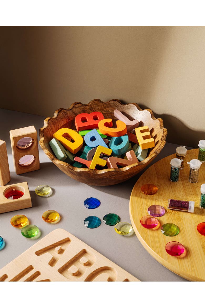 Alphabet Educational Wooden Rainbow Puzzle, Alternate, color, Rainbow