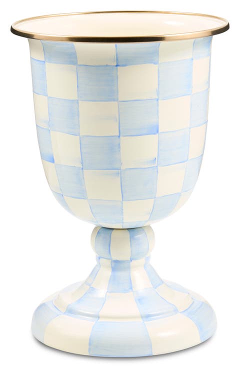 Mocha Check Pedestal Vase