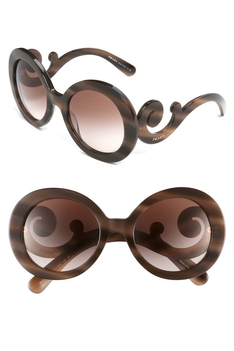 'Baroque' 55mm Round Sunglasses, Main, color, PINK HORN/ BROWN GRADIENT