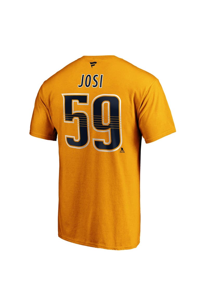 Men's Fanatics Branded Roman Josi Gold Nashville Predators Authentic Stack Player Name & Number T-Shirt, Alternate, color, Gold