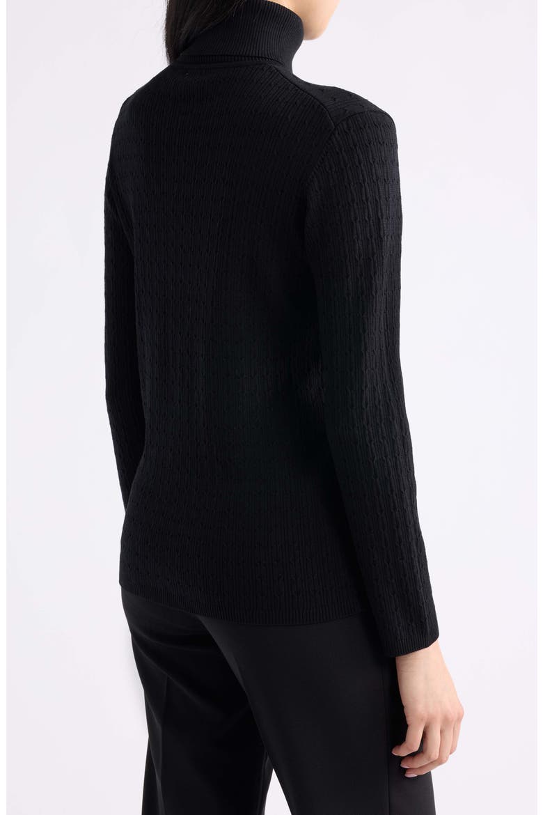 Mini Cable Turtleneck Sweater, Alternate, color, ANNE BLACK