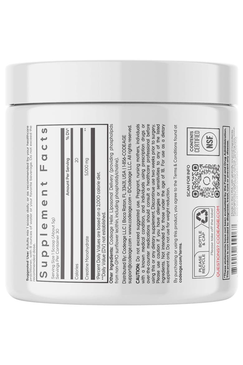 Creatine Monohydrate Powder Supplement 1-Month Supply, Alternate, color, White