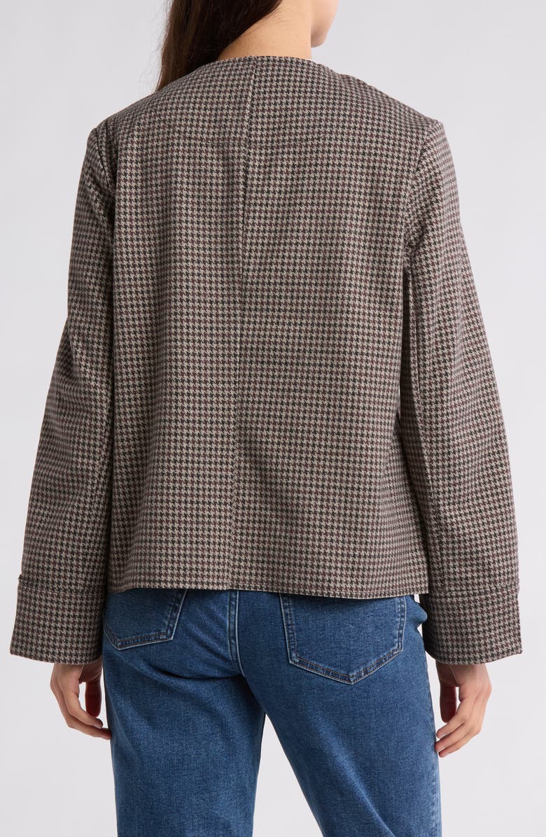 MAX STUDIO Houndstooth Brushed Knit Field Jacket, Alternate, color, Black/ Brown Houndstooth