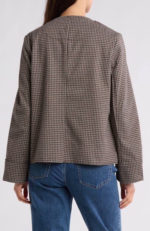 MAX STUDIO MAX STUDIO HOUNDSTOOTH BRUSHED KNIT FIELD JACKET 