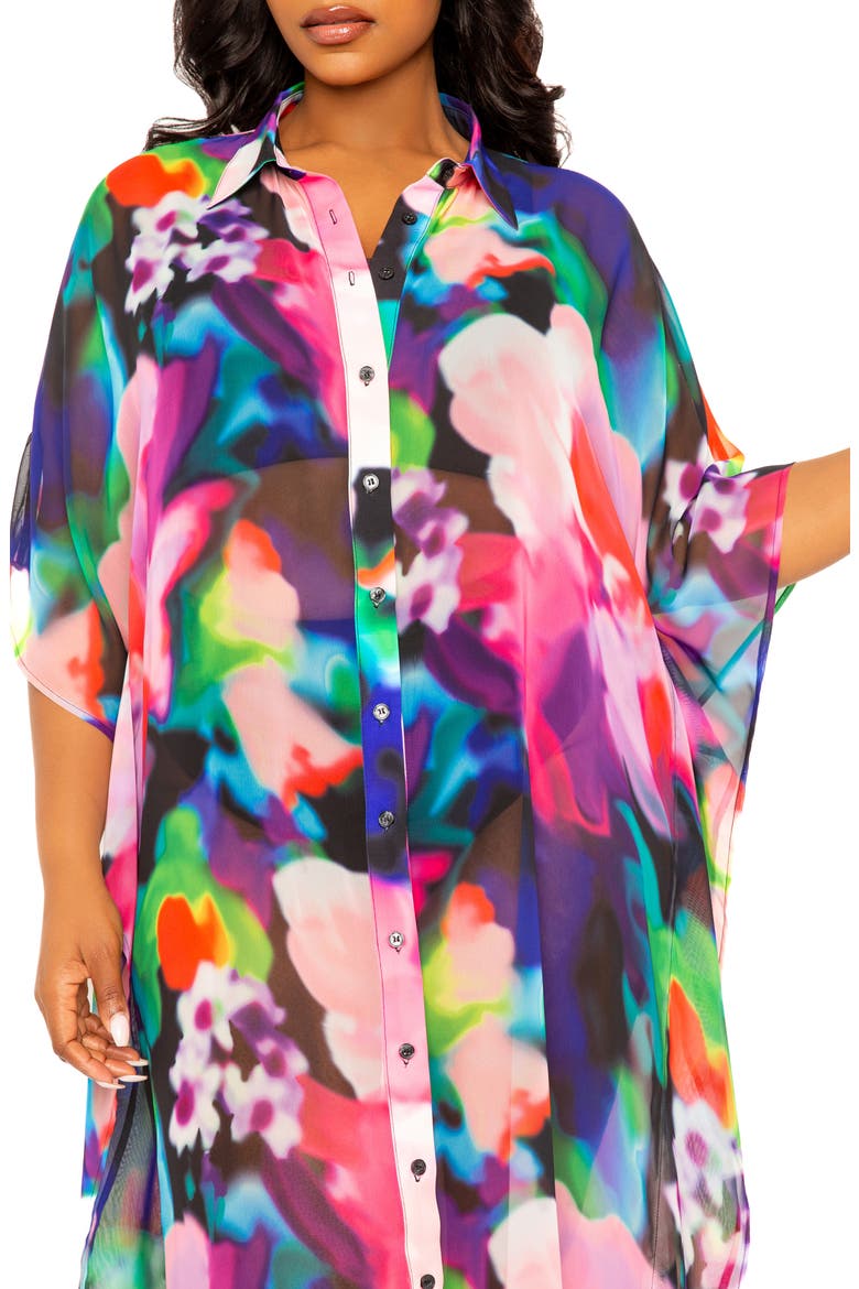 Print Cover-Up Shirtdress, Alternate, color, PINK MULTI