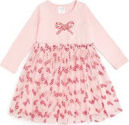 Sweet Wink Candy Cane Confetti Christmas Long Sleeve Tutu Dress