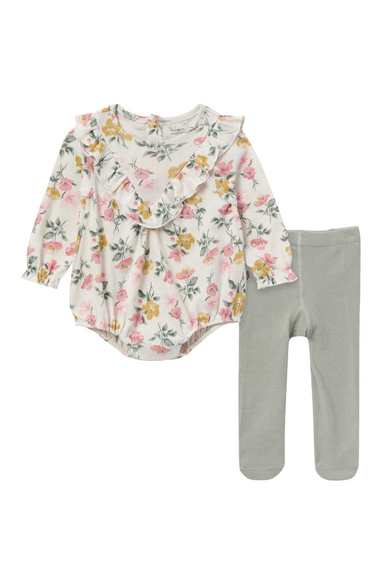 Bubble Romper and Tights Set, Main, color, Large Floral