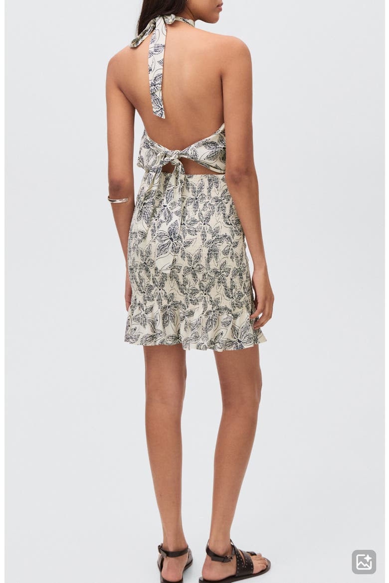 Floral Print Halter Dress, Alternate, color, OFF WHITE