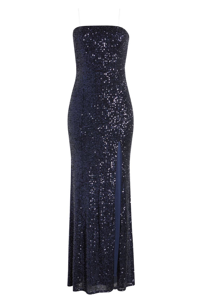 Lavish Lover Sequin Strapless Gown, Alternate, color, NAVY BLUE