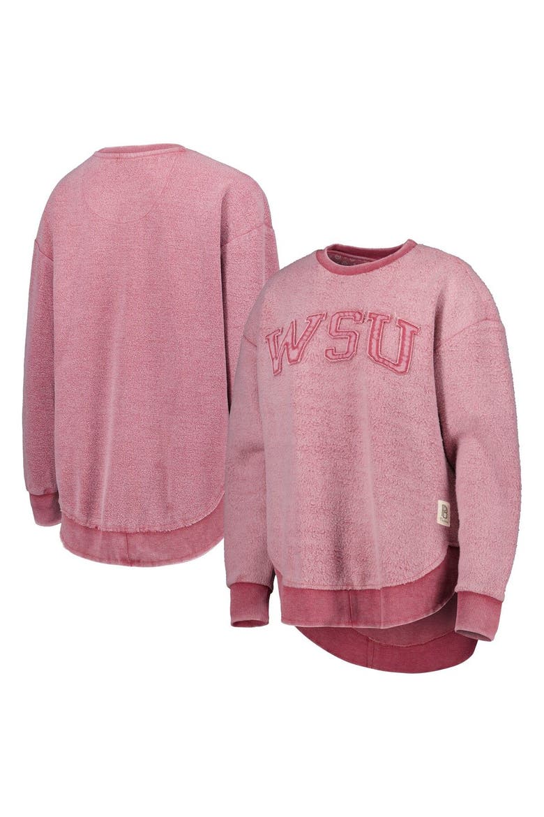 Women's Pressbox Crimson Washington State Cougars Ponchoville Pullover Sweatshirt, Main, color, Crimson