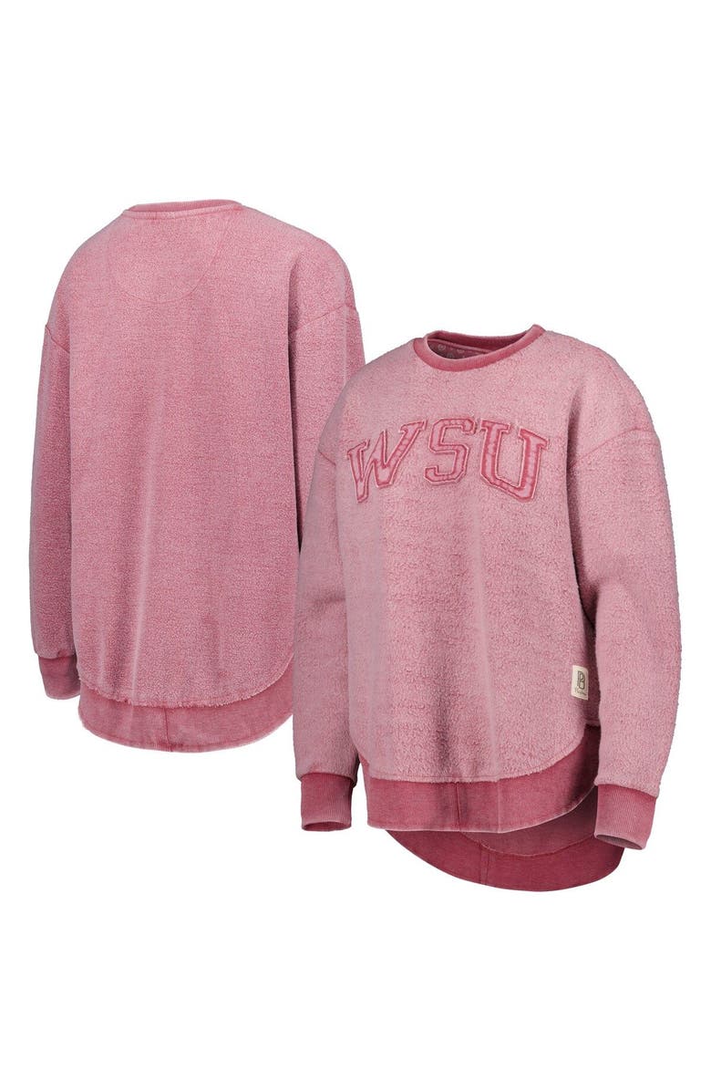 PRESSBOX Women's Pressbox Crimson Washington State Cougars Ponchoville Pullover Sweatshirt, Main, color, Crimson