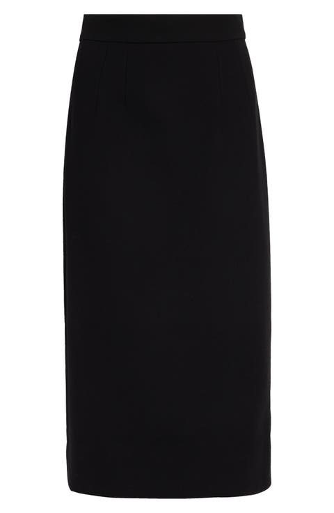 Virgin Wool Midi Pencil Skirt