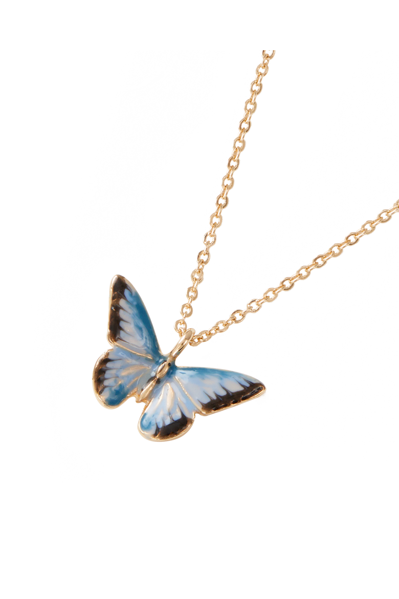Enamel Blue Butterfly Short Necklace, Main, color, Multi & Gold