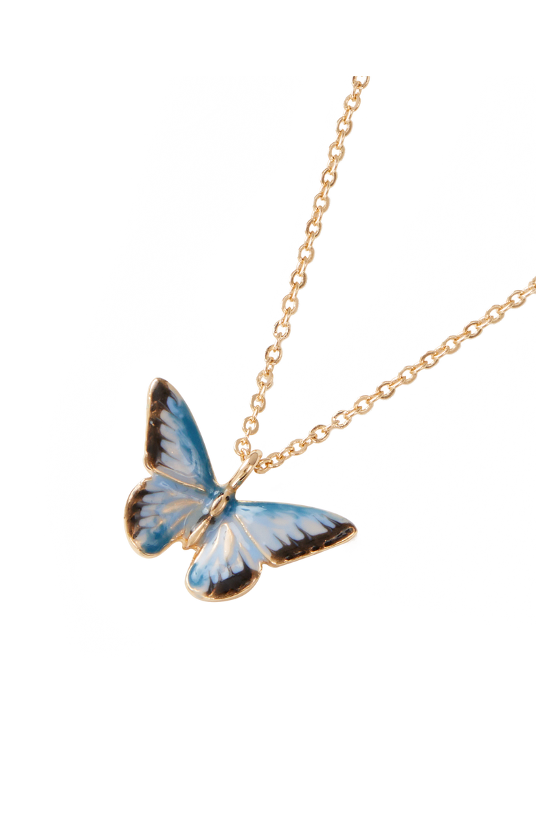 Fable England Enamel Blue Butterfly Short Necklace, Main, color, Multi & Gold