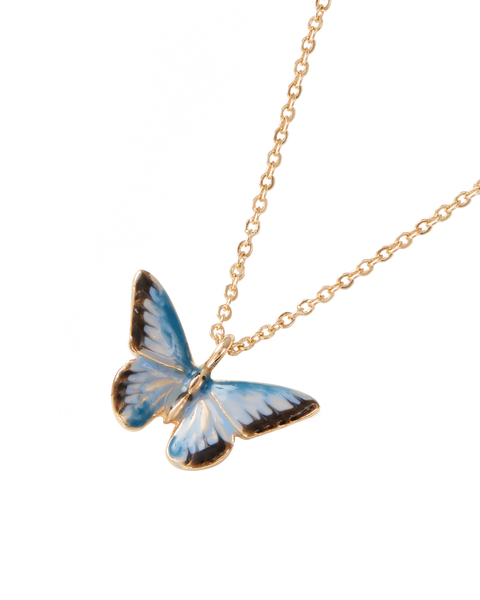 Enamel Blue Butterfly Short Necklace