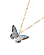 Fable England Enamel Blue Butterfly Short Necklace