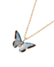 Fable England Enamel Blue Butterfly Short Necklace