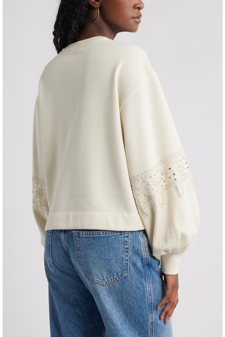 Sequin Embroidered Sweatshirt, Alternate, color, IVORY DOVE