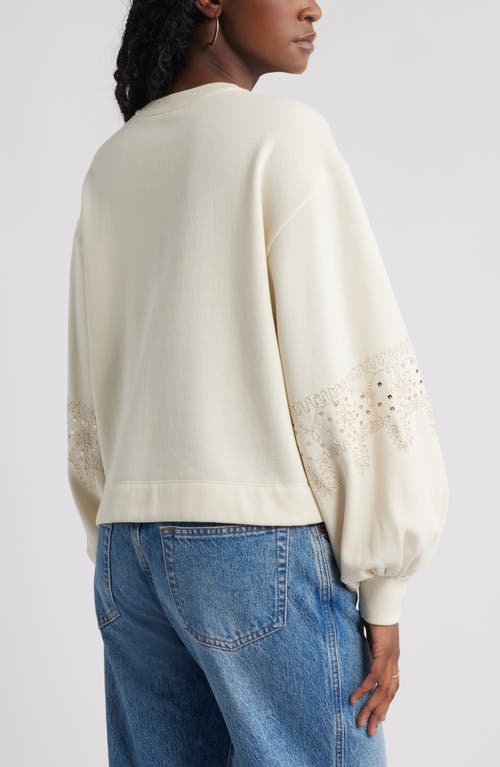 Treasure & Bond Sequin Embroidered Sweatshirt In White