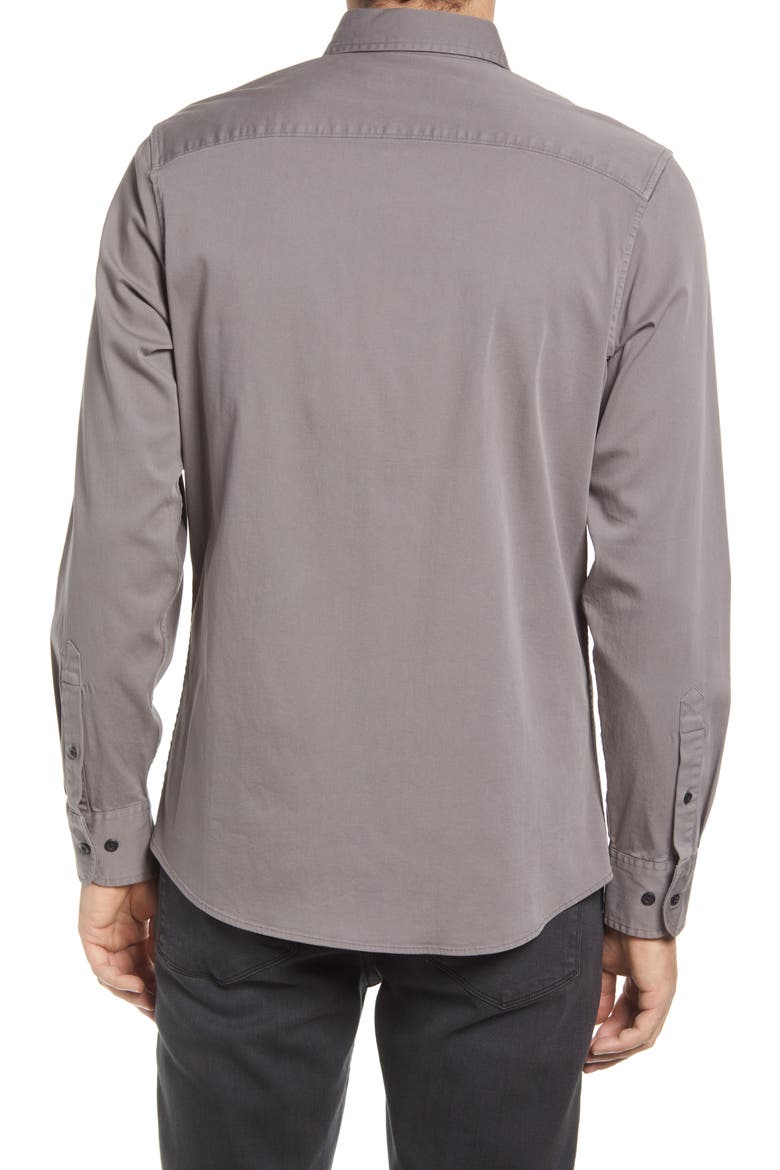 Trim Fit Stretch Chambray Button-Down Shirt, Alternate, color, GREY TORNADO