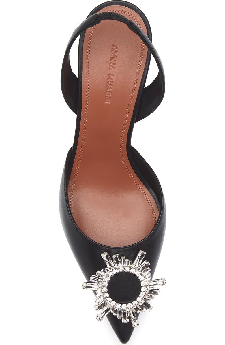 Amina Muaddi Begum Crystal Pointed Toe Slingback Pump, Alternate, color, Nappa Black