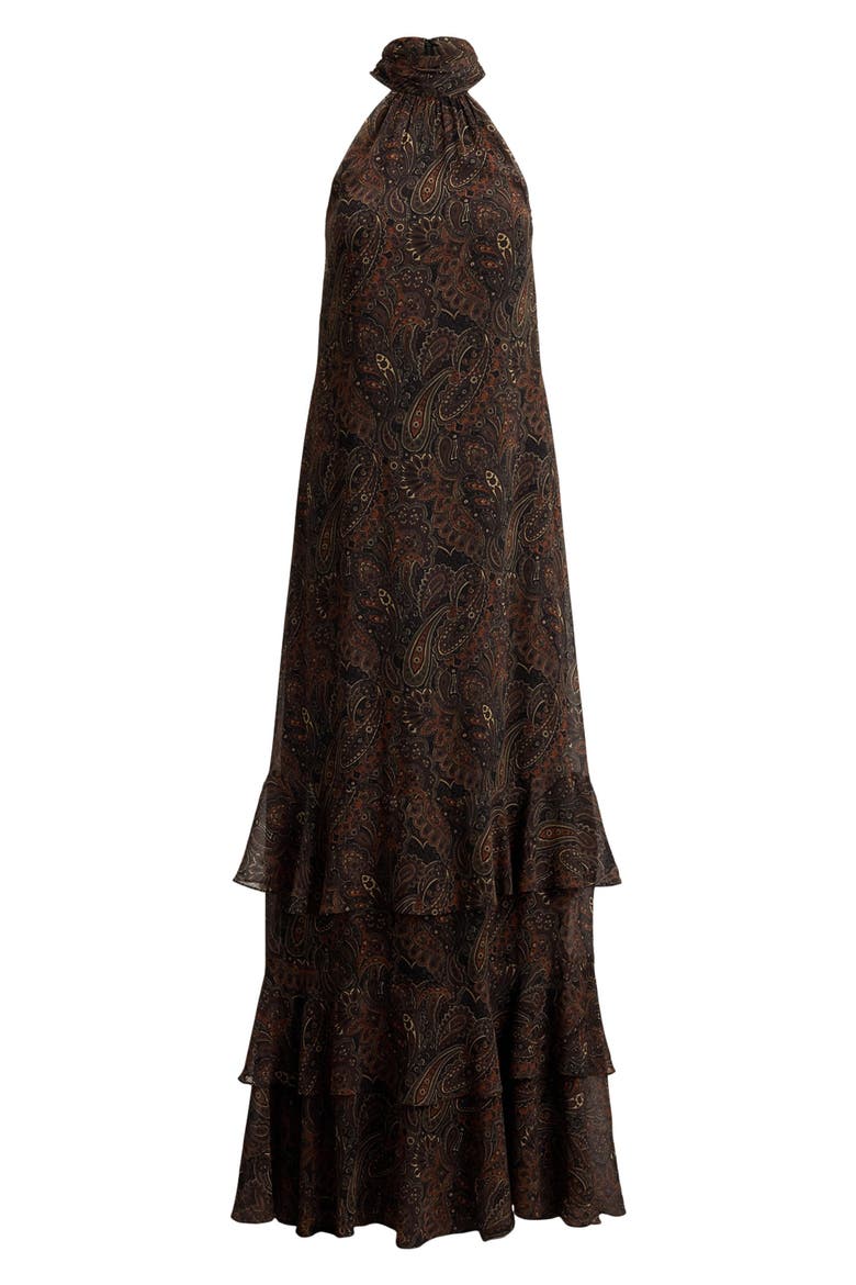 Paisley Crinkle Georgette Cocktail Dress, Alternate, color, BLACK/ MULTI